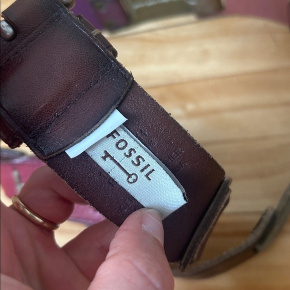 Fossil Genuine Leather  Patchwork Rainbow Belt Multicolour small - Picture 3 of 7